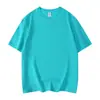 Camiseta básica de algodón fino de 220 g, manga corta, versátil, corte holgado, cuello redondo, manga media, casual, color liso, para hombres y mujeres
