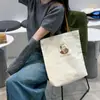 Bolsa de Lona para Mulheres 2025 Nova Estudante Grande Capacidade Bolsa de Mão Estilo Literário Preppy Bolsa Tiracolo Simples Bolsa de Ombro Estampada