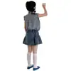 Conjunto de Camisa sin Mangas a Cuadros Estilo Coreano para Niñas Primavera y Verano 2026 Conjunto de 2 Piezas Falda de Mezclilla Versátil para Niños Atuendo de Verano