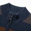 Suéter de lana pura 100% para hombre, otoño, mediana edad, moda, cuello alto, cremallera, jacquard, tejido, grueso, de lana