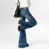 Pantalones de Jeans Casuales Sueltos para Mujer, Estilo Nuevo de Terciopelo Engrosado Elástico Ligeramente Acampanados, Otoño e Invierno 2025