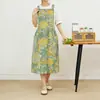 Avental Floral de Algodão Estilo Japonês Feminino Uso na Cozinha Casa Prova de Óleo Macacão para Arte de Assar Estilo Longo Pode Imprimir LOGOTIPO