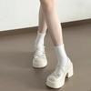 Sapatos Mary Jane de couro pequeno, salto grosso, salto grosso, salto alto, salto grosso, salto fino, sapatos femininos novos, primavera e verão 2025