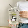 Vaso de vidrio de gran capacidad ml para uso doméstico, vaso para jugo y bebidas, nuevo vaso con popote de alta apariencia para mujer, adecuado para preparar té