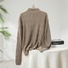 Tricô de Caxemira 100% Pura Feminino Gola Alta Vazada Tricô Pulôver Tricô Top de Outono Ajuste Slim para Usar por Baixo Dentro e Fora