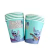 Suministros para Fiesta de Cumpleaños de Stitch Azul Sombreros de Papel Cajas de Dulces Bolsas de Regalo Platos de Papel Vasos Mantel Vajilla Desechable