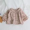 Versión coreana de ropa infantil de primavera y otoño para bebé niña, ropa infantil para bebé, manga larga, solapa, interior floral, estilo extranjero, blusa, camisa