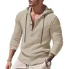 Sudadera con capucha de lino para hombre de manga larga, nueva para primavera y otoño, europea y americana, casual a la moda, corte holgado con cordón