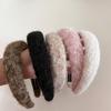 Aro para el pelo de felpa sencillo y combinable para otoño e invierno, versión ancha, para niña dulce, para lavarse la cara, aro para el pelo a presión, moda femenina, con parte superior de cráneo alto
