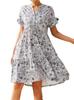 Vestido Casual Holgado de Manga Corta con Botones y Cuello en V Estampado para Primavera y Verano 2023 de Estación Independiente Europea y Americana Amazon Ropa de Mujer