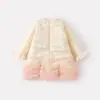 Conjunto de Vestido Cheongsam de Estilo Chino Nuevo, Engrosado, Forrado de Felpa, Estilo Nuevo de Invierno 2025, para Bebés Niñas, Conjunto de Vestido Chaleco de Dos Piezas