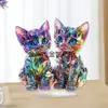 Transfronterizo Coloridos Dos Gatitos Hogar Sala de Estar Estudio Acrílico Colección Adornos de Escritorio Decoración Regalos