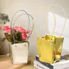 Nova bolsa tote macaron bolsa de embalagem floral bolsa de presente atacado bolsa de flor bolsa de presente de flor trapezoidal grande