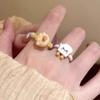 Anillo de Gato Pan de Dibujos Animados con Garra y Perla para Mujer Diseño Único de Nicho Anillo Abierto para Dedo Índice Anillo Dulce Versátil