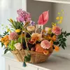Cesta de Frutas Estilo Francés Shangjin Ramo de Flores para Regalo Cesta de Flores de Mano Caja de Regalo de Frutas DIY Cesta para Arreglos Florales Materiales Florales