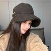 Sombrero de lana de cordero de cabeza grande, ala grande, cara pequeña, grueso, cálido, estilo fragante pequeño de otoño e invierno