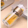 Taza de vidrio de doble capa para separación de té y agua, taza con infusor de té transparente, filtro, taza de agua portátil para hombres y mujeres, té