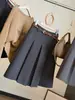 Falda Plisada de Cintura Alta Estilo Academia Coreana para Mujer Otoño Nueva Llegada Adelgazante Versátil Moda Commute Falda de Lana Línea A