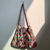 Bolso de Hombro de Lona y Pana con Estampado de Leopardo, Doble Capa Mejorada, Estilo Coreano, Selección de Influencers, Estudiante de Verano, Artístico