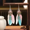 Pendientes de Plumas en Forma de Abanico Multicapa Estilo Étnico Aleación Casual Pendientes de Yunnan Venta al por Mayor Pendientes de Joyería Étnica Creativa