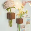 Madera Maciza Arreglo Floral Aspiración Magnética Pegatina para Refrigerador Flor de Nogal Creativa Decorativa Tubo de Ensayo Florero Pequeño Pegatina Magnética sin Marcas