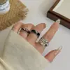 Anillo Coreano Nuevo de Esmalte con Goteo de Aceite Flor de Cruz, Nicho de Lujo Ligero con un Toque de Alta Gama, Anillo Abierto Dulce y Fresco