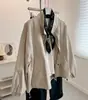 Jaqueta de Trabalho Oversized Retrô com Ombro Caído Estilo Coreano para Mulheres, Casaco Trench Coat Solto e Preguiçoso Moda de Nicho, Novo Modelo de Outono 2025