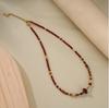 Collar de Piedras de Turmalina y Ágata de Colores Hecho a Mano para Mujer, Estilo Retro, Lujo Ligero, Sensación de Alta Gama, Cadena Roja para Clavícula