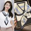 Corea del Sur pata de gallo primavera y verano seda artificial doble capa satén perezoso cruz biselada bufanda pequeña para oreja de mujer todo a juego