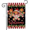 Bandera de Jardín Navideña de Venta Caliente Transfronteriza Hombre de Galleta Postre Navideño Decoración de Patio Bandera de Jardín de Lino Doble Cara