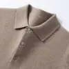 Camisa polo para hombre, suéter de cachemira, tejido de punto de negocios de corte holgado, cuello camisero, nuevo suéter de cachemira transfronterizo, capa base versátil