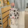 Nova Mochila Xadrez de Grande Capacidade, Bolsa de Lona Fashionável Estilo Coreano para Estudantes Femininas, Bolsa de Ombro Tote Casual e Versátil