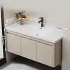 Nuevo Práctico Espacio Panal de Abeja Aluminio Gabinete de Baño Cerámica Integrado Lavabo Encimera de Lavabo Baño Apartamento Pequeño