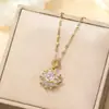 Collar de acero de titanio caliente transfronterizo de Europa y Estados Unidos, temperamento femenino, personalidad de circonita con micro incrustaciones, cadena de clavícula de alto sentido, joyería que no se desvanece