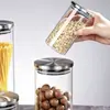 Tapa Redonda de Acero Inoxidable Frasco de Vidrio para Almacenamiento Frasco de Vidrio de Alto Borosilicato para Almacenamiento de Granos de Café y Té Almacenamiento de Granos y Alimentos en la Cocina