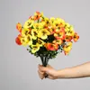 Flores artificiales de tallo único, ramos de flores artificiales, pensamientos tricolores, flores de campanilla, arreglos florales para paisajes exteriores, arreglos decorativos, venta al por mayor de fabricante
