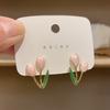 Nuevos aretes de personalidad versátil de moda, aretes de tulipán, diseño de nicho de alto nivel, aretes de temperamento de gota de aceite