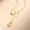 Rueda de la Fortuna S925 Jade Hetian Colgante Doble Calabaza para Mujer Diseño Simple de Nicho Cadena para Clavícula