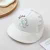 Boné infantil de meia tela claro com bico de pato e bordado de dinossauro, chapéu de sol infantil de aba larga, chapéu de sol estiloso de verão, produto de comércio exterior