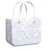 Bolsa de Playa EVA Bolsa con Agujeros Moda Viaje Almacenamiento Bolso de Mano Cesta de Verduras Bolsa de EVA con Agujeros Estampada