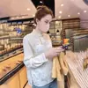 Nueva Camisa Blanca de Manga Larga con Botones, Estilo Chino Nacional Tendencia, para Mujer, Nuevo Elegante Ajustado Jacquard Top Interior Primavera y Otoño 2025