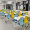 Mesa de Jantar e Cadeiras de Ardósia Retangular Unidade Corporativa Funcionário da Empresa Quatro Pessoas Restaurante de Fast Food Cantina Dividida Mesa de Jantar