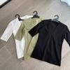 21 primavera e verão novo Bimar algodão liso macio fino feminino gola V manga curta gola de galinha camiseta básica