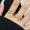 2026 Japão Coreia Moda Transfronteiriça Novo Estilo Influenciadora Digital Anel Feminino Estilo Frio Anel Aberto Dedo Indicador Banhado a Ouro Zircônia Inlaid Anel