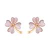 Brincos de Prata Esterlina S925 com Pino Estilo Japonês e Coreano Trevo de Quatro Folhas Olho de Gato Brincos Distintivos Tendência Moda Feminina Doce Versátil Brincos Quentes