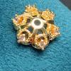Accesorios de joyería DIY chapados en oro auténtico K, microespaciador de cuentas de toro, toro de panal hueco de flor de ciruelo de seis lados con taladro