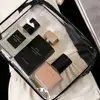 Bolsa de maquillaje de PVC transparente, impermeable, gran capacidad, bolsa de viaje para maquillaje y artículos de tocador, bolsa portátil para almacenamiento de cuidado de la piel, múltiples colores