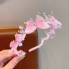 Diadema de Tule Brillante con Cuentas de Mariposa Estilo Vintage de Verano para Niñas, Diadema de Princesa Hada con Dientes para Sujetar Cabello Suelto, Accesorio para el Cabello Fresco