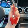 Llavero de mariposa de arcilla con diamantes completos, anillo de diamantes, llavero para llave de coche, colgante para bolso de moda para mujer, simple