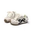 Zapatillas de lunares para niña estilo coreano 2026 nuevo modelo con lazo y ribete de encaje para niños, zapatos casuales de otoño con suela blanda, ligeros